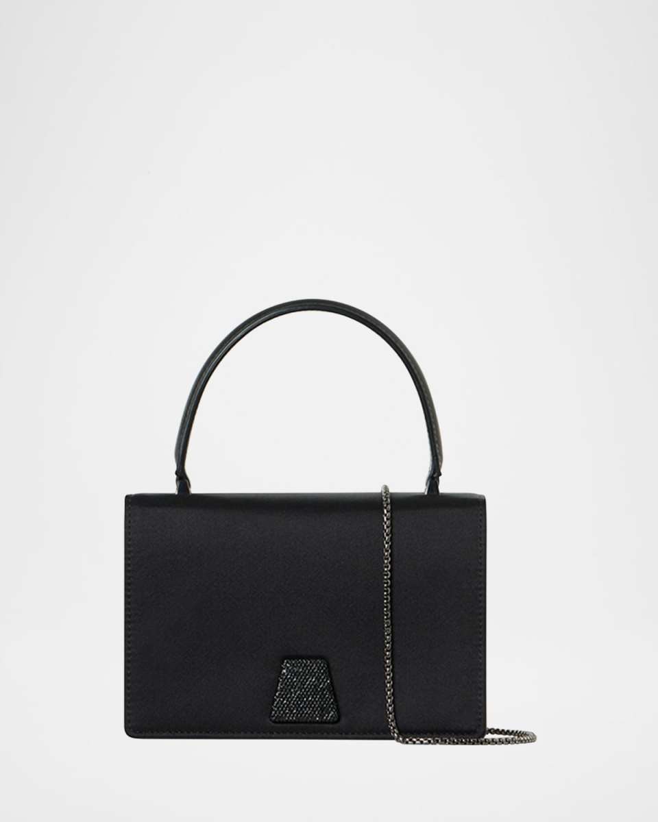 Alice Crystal Trapezoid Satin Micro Top-Handle Bag